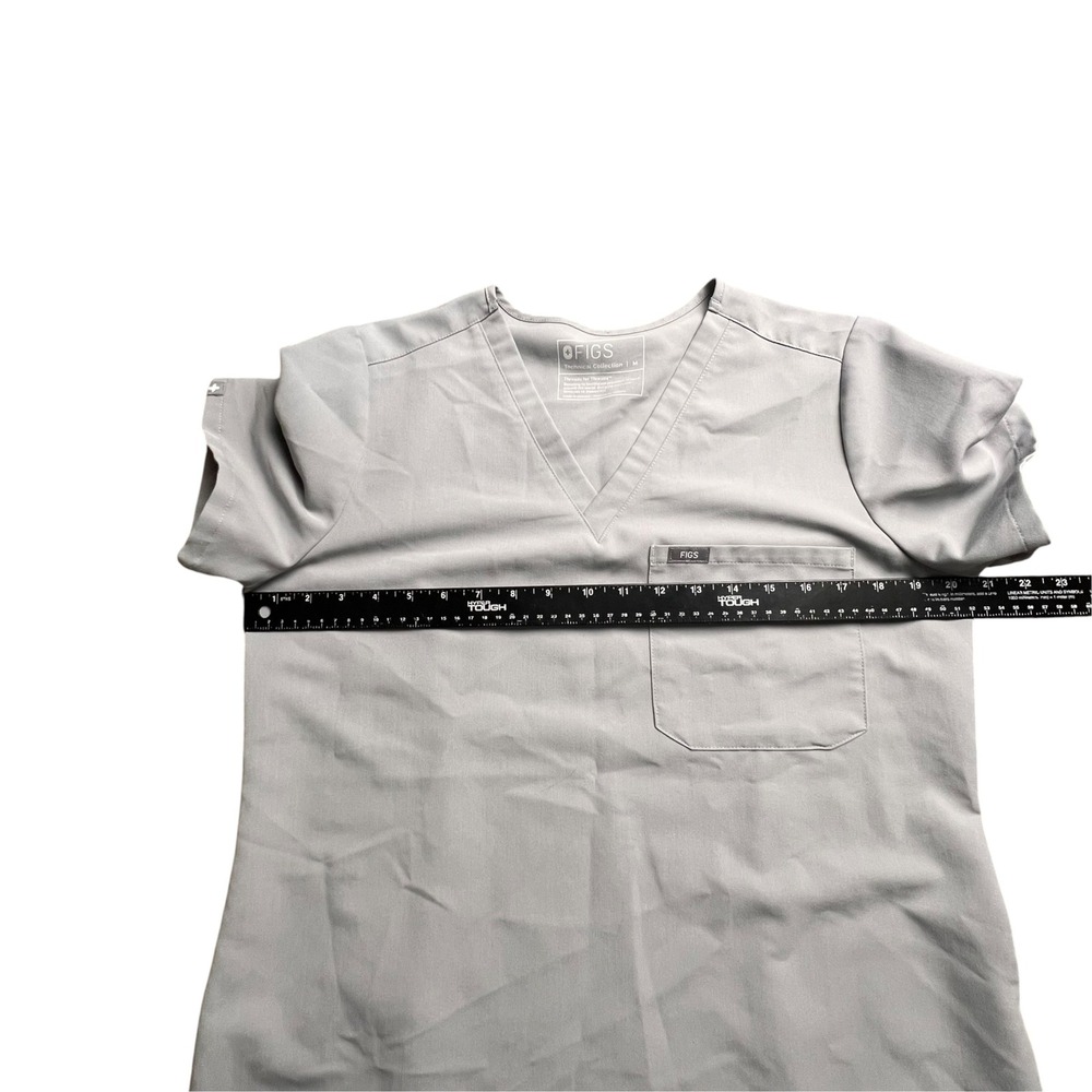Figs Technical Collection V-Neck Scrub Top Gray Women Medium Single Pocket - Picture 7 of 10